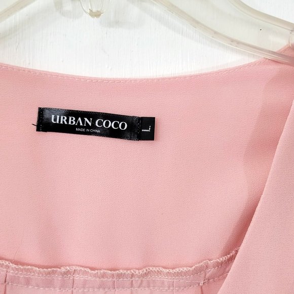 Urban CoCo Sheer Long Sleeve Pink Blouse - Picture 3 of 4